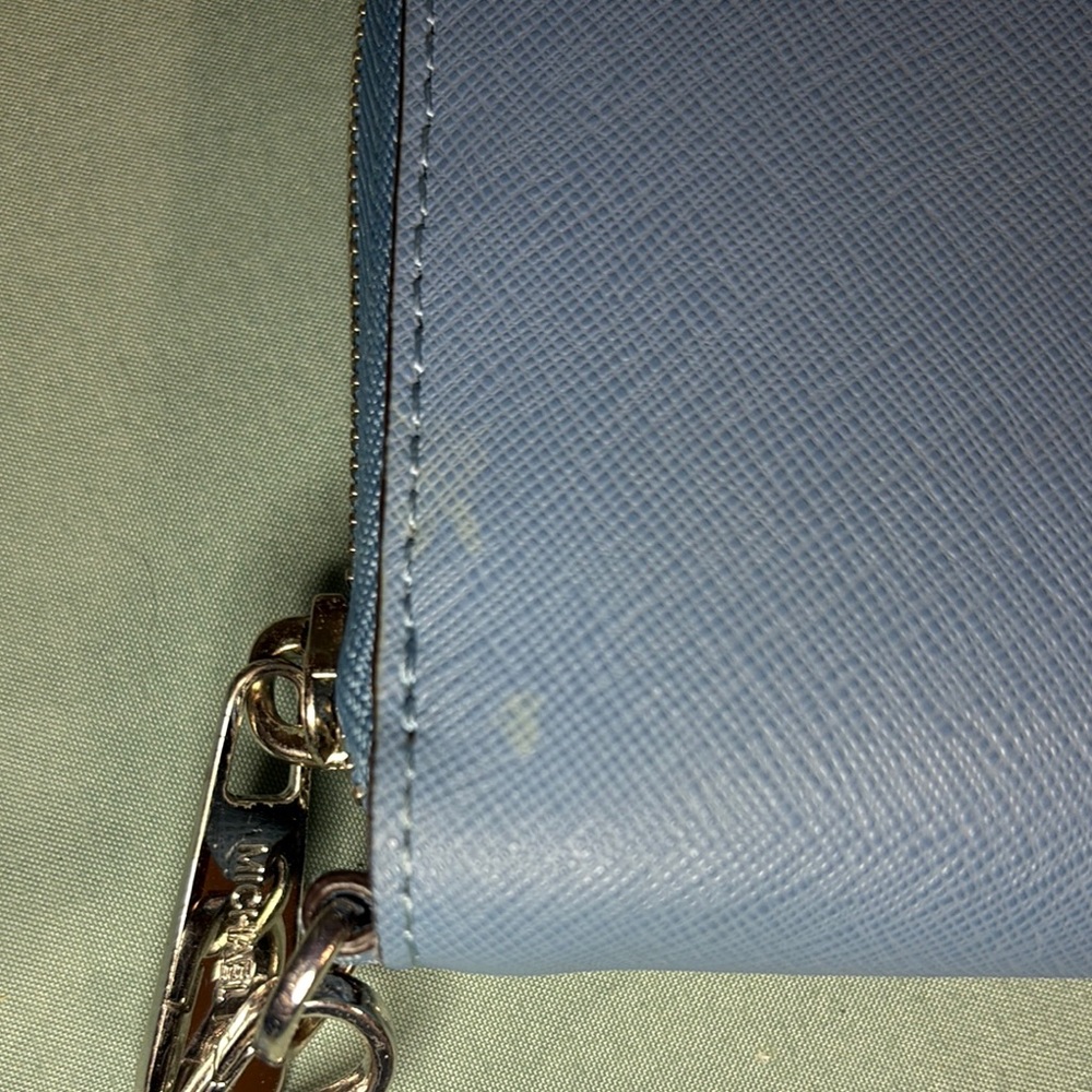 Michael Kors Jet Set Travel Zip Around Continental Wallet Pale Blue Saffiano - Picture 3 of 8